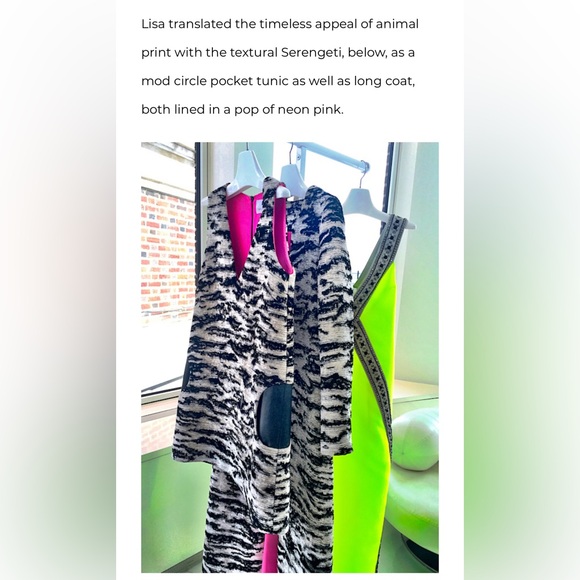 Lisa Perry x Schumacher White & Black Textured Animal Print Mod Style Tunic - Picture 14 of 15